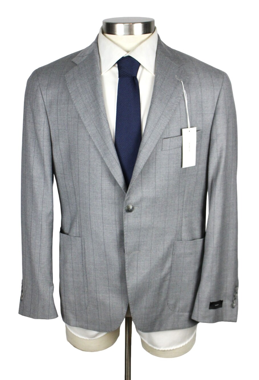 Vince Wool Suit Jacket 40 R Mens Light Grey Stripe Slim Fit Super Stretch